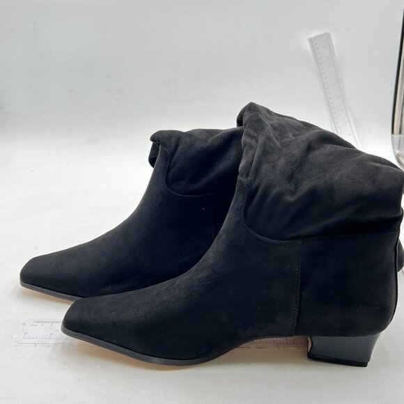 Knee High Boots for Women Square Toe Chunky Heels Suede Low Heel  Black - Picture 3 of 6